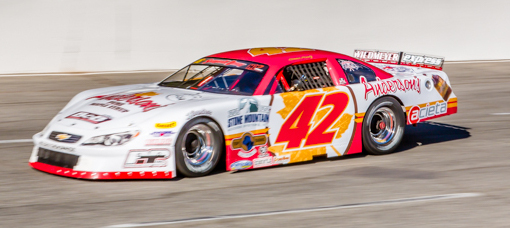 Anderson's Maple Syrup / DDP Motorsports #42 Super Late Model driven by Dennis Prunty.