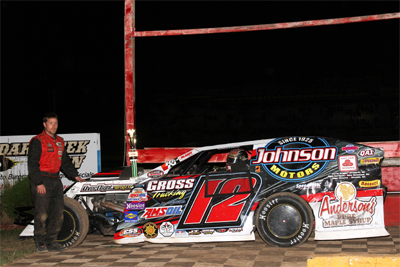 Jason Gross in victory lane at the Cedar Lake in August 2012.