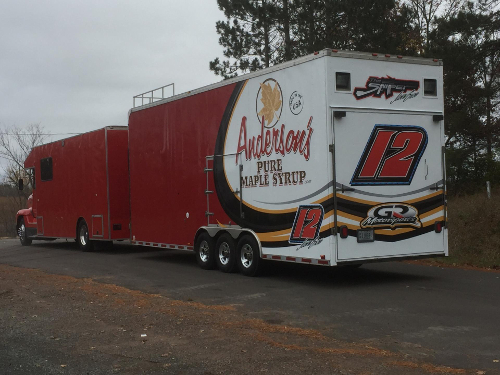 GR Motorsports / Andersons Maple Syrup / Jason Gross car hauler.